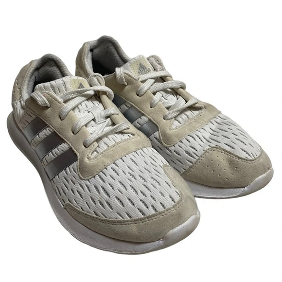 Adidas running cloud foam grey white 3  stripe shoes Sz 7.5 - Picture 1 of 10